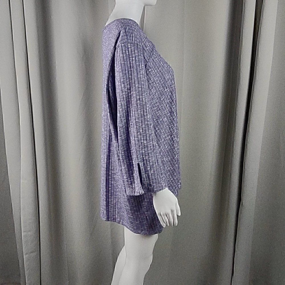 Alfred Dunner Women's Seagreen Plum Heather Knit Rib Keyhole Neck Top Size 2X - Picture 3 of 11